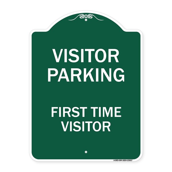 Signmission Reserved Parking Visitor Parking First Time Visitor, Green & White Architectural, GW-1824-23017 A-DES-GW-1824-23017 - main